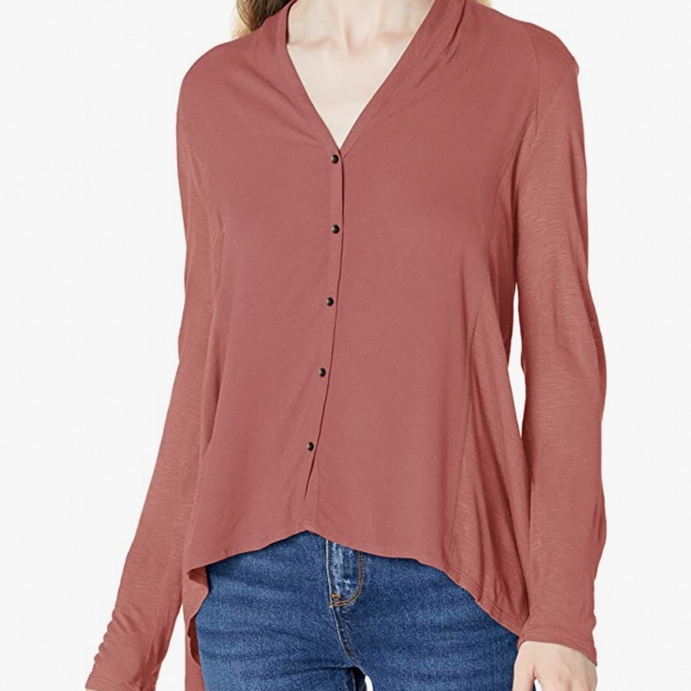 Lucky Brand High Low Button-Front Blouse